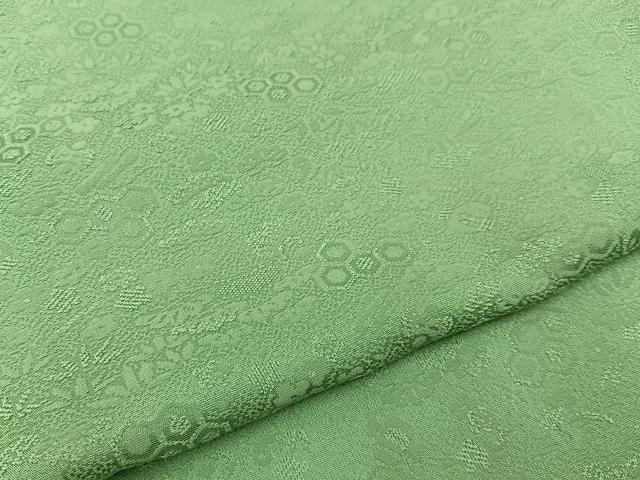 平和屋着物▽上質な色無地　単衣　松竹梅宝尽くし地紋　苗色　正絹　逸品　BAAX6429hj