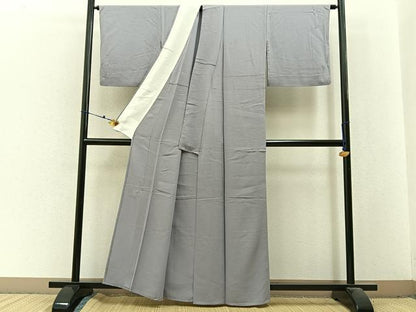 平和屋着物▽本草木染作家　圓啓　色無地　単衣　牡丹鼠色　正絹　逸品　BAAX6430hj