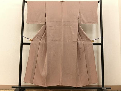 平和屋着物▽上質な色無地　単衣　赤白橡色　正絹　逸品　BAAX6434hj