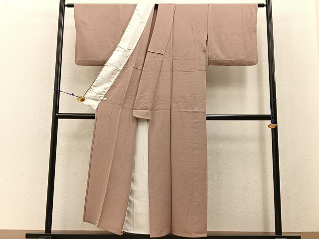 平和屋着物▽上質な色無地　単衣　赤白橡色　正絹　逸品　BAAX6434hj