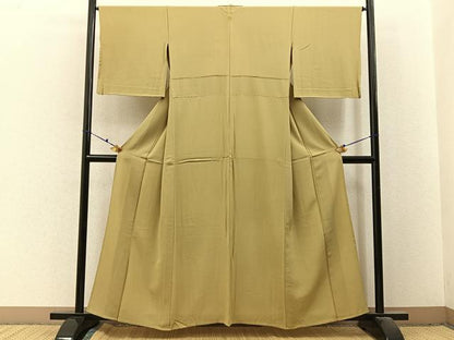 平和屋着物▽上質な色無地　単衣　木蘭色　正絹　逸品　BAAX6435hj