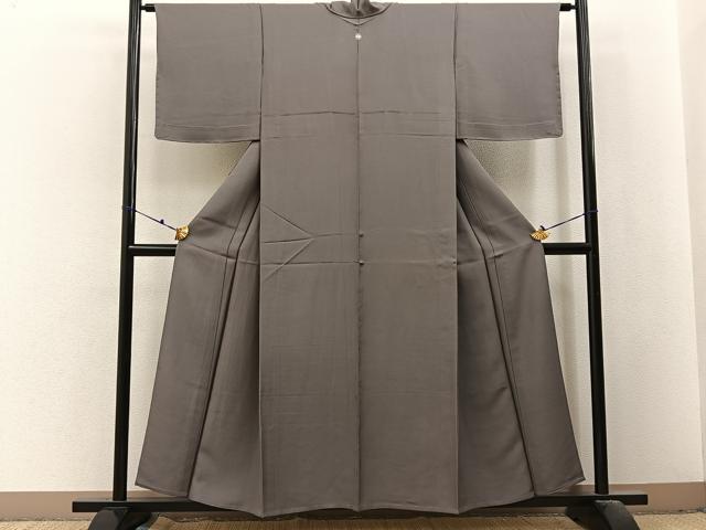 平和屋着物▽上質な色無地　単衣　空五倍子色　正絹　逸品　未使用　BAAX6437hj