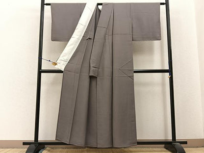 平和屋着物▽上質な色無地　単衣　空五倍子色　正絹　逸品　未使用　BAAX6437hj