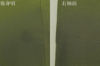 平和屋着物▽上質な色無地　単衣　海松色　正絹　逸品　BAAX6439hj