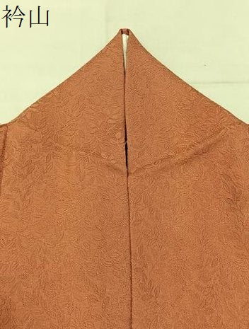 平和屋着物▽上質な色無地　単衣　南天地紋　肉桂色　正絹　逸品　BAAX6441hj