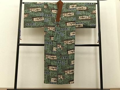平和屋着物●男性　紬　アンサンブル　長襦袢(無双仕立て)セット　単衣　栗色　正絹　逸品　未使用　BAAX6443hj