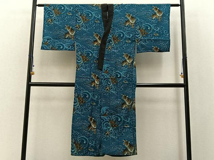 平和屋着物●男性　本場大島紬　アンサンブル　長襦袢(単衣)セット　80亀甲　総詰め　正絹　逸品　BAAX6445hj