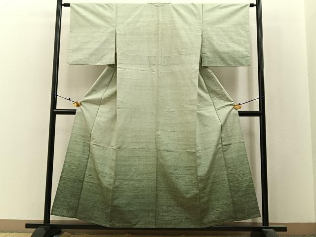 平和屋着物▽訪問着　単衣　紬地　霞文　三越扱い　正絹　逸品　BAAX6447hj