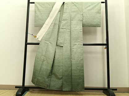 平和屋着物▽訪問着　単衣　紬地　霞文　三越扱い　正絹　逸品　BAAX6447hj
