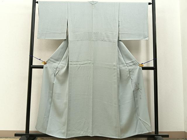 平和屋着物▽京加賀友禅　百貫達雄監修　色無地　単衣　薄雲鼠色　正絹　逸品　BAAX6450hj