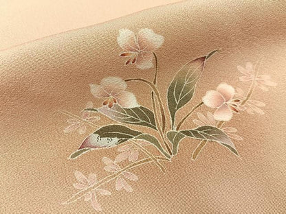 平和屋着物■訪問着　友禅　作家物　草花文　暈し染め　正絹　逸品　BAAX6454hj