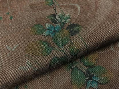 平和屋着物■上質なお召　流水草花文　正絹　逸品　未使用　BAAX6455hj