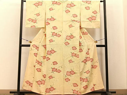 平和屋着物■上質な小紋　手描き　草花文　正絹　逸品　BAAX6464hj