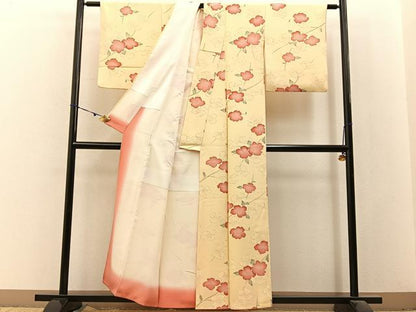 平和屋着物■上質な小紋　手描き　草花文　正絹　逸品　BAAX6464hj