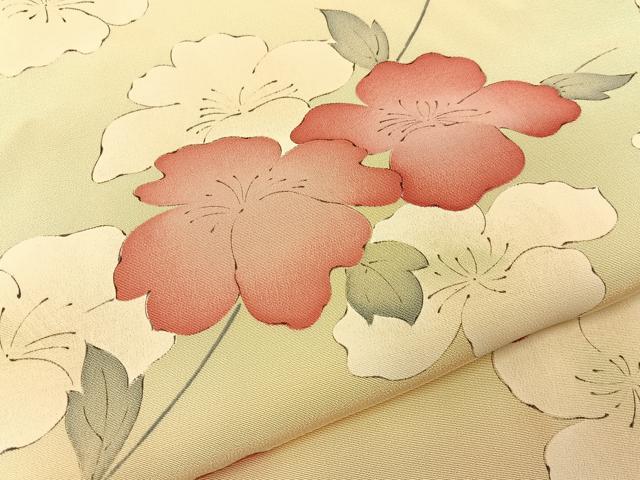 平和屋着物■上質な小紋　手描き　草花文　正絹　逸品　BAAX6464hj