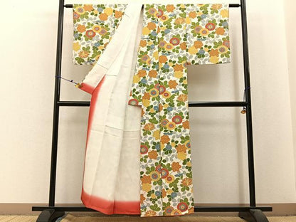 平和屋着物■上質な小紋　草花文　正絹　逸品　BAAX6466hj