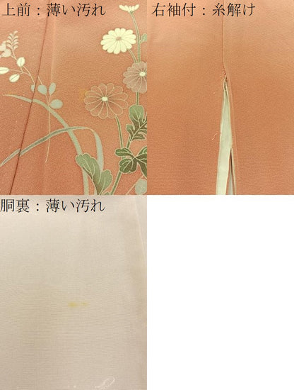 平和屋着物■訪問着　破れ色紙花文　暈し染め　金銀彩　正絹　逸品　BAAX6473hj