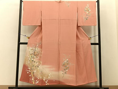 平和屋着物■訪問着　破れ色紙花文　暈し染め　金銀彩　正絹　逸品　BAAX6473hj
