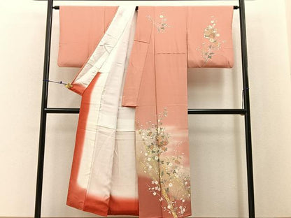 平和屋着物■訪問着　破れ色紙花文　暈し染め　金銀彩　正絹　逸品　BAAX6473hj