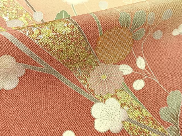 平和屋着物■訪問着　破れ色紙花文　暈し染め　金銀彩　正絹　逸品　BAAX6473hj