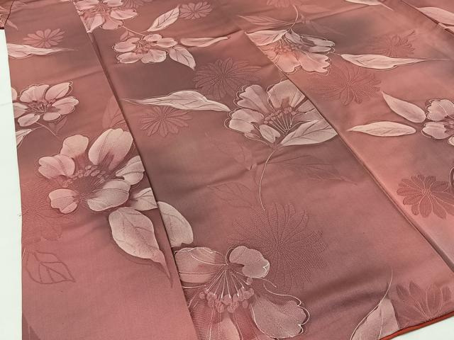 平和屋着物●上質な小紋　地紋起こし　草花文　暈し染め　正絹　逸品　BAAX6475hj