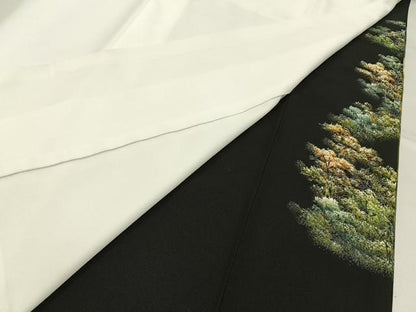 平和屋着物■豪華黒留袖　作家物　手描き　平等院　金彩　正絹　逸品　BAAX6476hj
