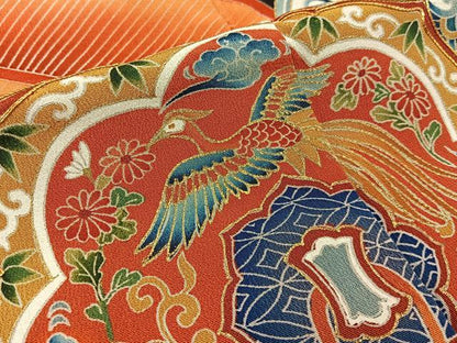 平和屋着物■豪華黒留袖　駒刺繍　鏡裏花鳥文　金彩　正絹　逸品　BAAX6477hj
