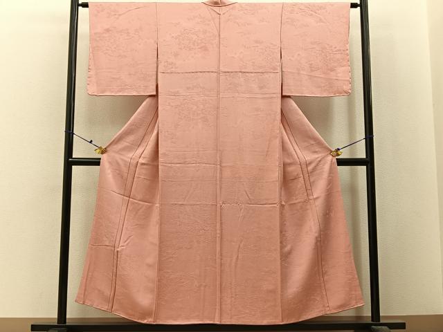 平和屋着物■上質な色無地　風景地紋　一斤染色　正絹　逸品　BAAX6478hj