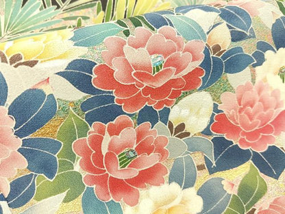 平和屋着物■豪華黒留袖　作家物　刺繍　飛鶴流水花文　金彩　正絹　逸品　BAAX6479hj