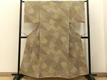 平和屋着物■上質な小紋　切嵌吉祥文　正絹　逸品　BAAX6480hj