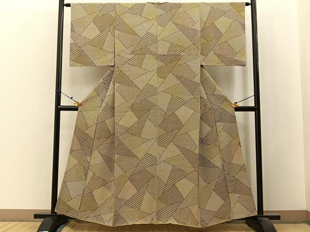 平和屋着物■上質な小紋　切嵌吉祥文　正絹　逸品　BAAX6480hj