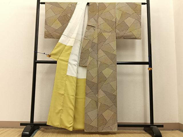 平和屋着物■上質な小紋　切嵌吉祥文　正絹　逸品　BAAX6480hj