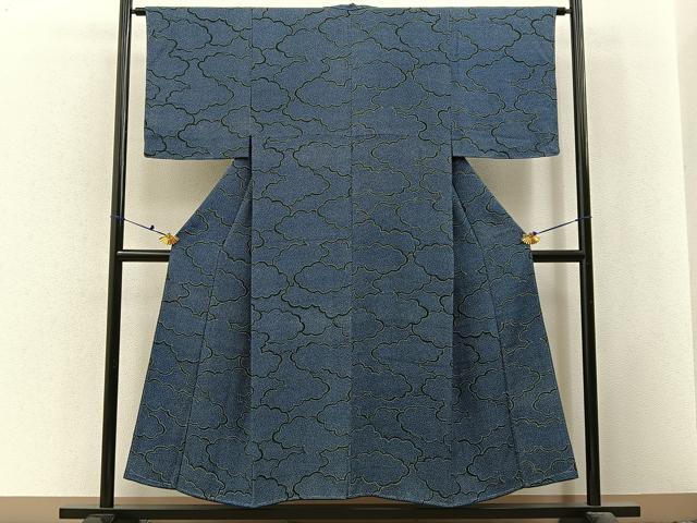平和屋着物■上質な小紋　雲重ね文様　正絹　逸品　未使用　BAAX6481hj