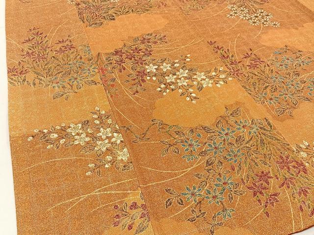 平和屋着物■上質な小紋　雲隠れ草花文　金彩　正絹　逸品　未使用　BAAX6487hj