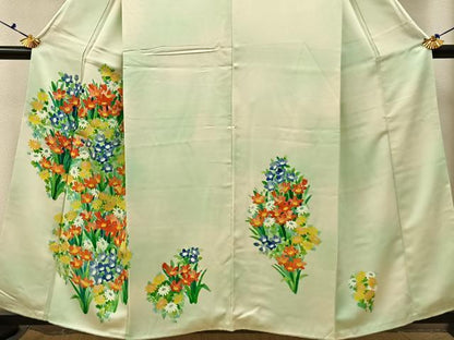 平和屋着物■訪問着　手描き　草花文　暈し染め　正絹　逸品　BAAX6488hj