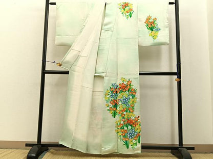 平和屋着物■訪問着　手描き　草花文　暈し染め　正絹　逸品　BAAX6488hj
