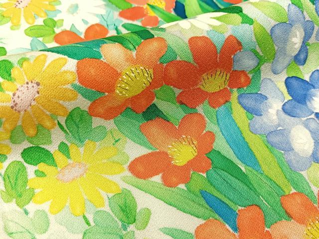 平和屋着物■訪問着　手描き　草花文　暈し染め　正絹　逸品　BAAX6488hj