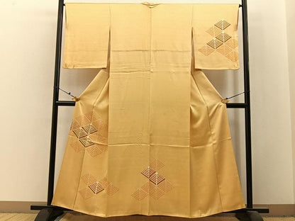平和屋着物■訪問着　刺繍　菱松葉文　正絹　逸品　BAAX6489hj