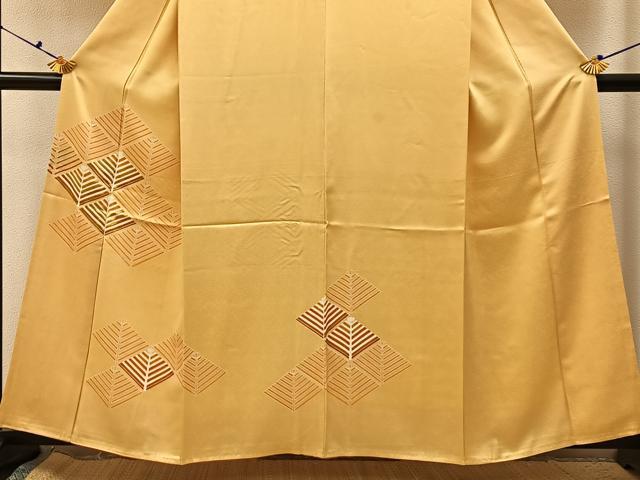 平和屋着物■訪問着　刺繍　菱松葉文　正絹　逸品　BAAX6489hj