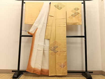 平和屋着物■訪問着　刺繍　菱松葉文　正絹　逸品　BAAX6489hj