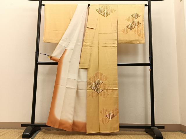 平和屋着物■訪問着　刺繍　菱松葉文　正絹　逸品　BAAX6489hj
