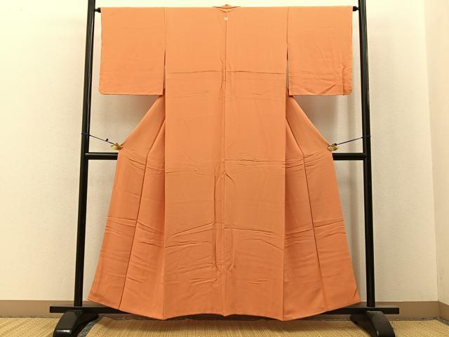 平和屋着物■上質な色無地　小麦色　正絹　逸品　BAAX6490hj