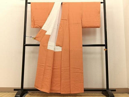 平和屋着物■上質な色無地　小麦色　正絹　逸品　BAAX6490hj