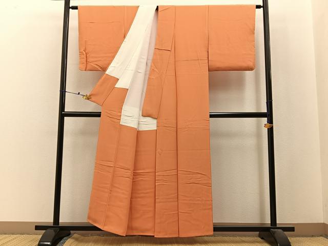 平和屋着物■上質な色無地　小麦色　正絹　逸品　BAAX6490hj