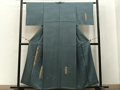 平和屋着物■訪問着　刺繍　草花文　金彩　正絹　逸品　BAAX6492hj