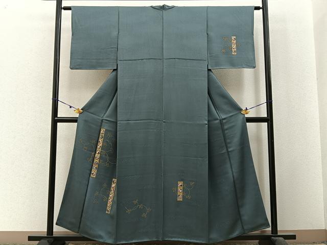 平和屋着物■訪問着　刺繍　草花文　金彩　正絹　逸品　BAAX6492hj