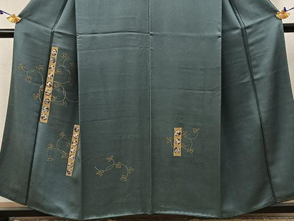 平和屋着物■訪問着　刺繍　草花文　金彩　正絹　逸品　BAAX6492hj