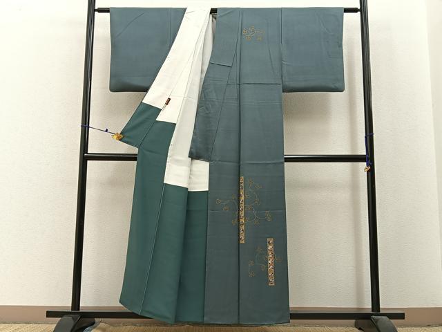 平和屋着物■訪問着　刺繍　草花文　金彩　正絹　逸品　BAAX6492hj