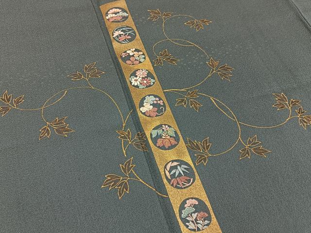 平和屋着物■訪問着　刺繍　草花文　金彩　正絹　逸品　BAAX6492hj