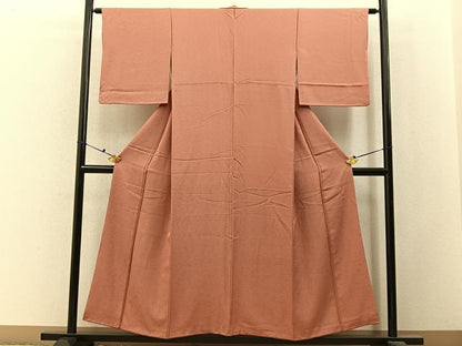 平和屋着物■上質な色無地　桐地紋　肉桂色　正絹　逸品　BAAX6497hj